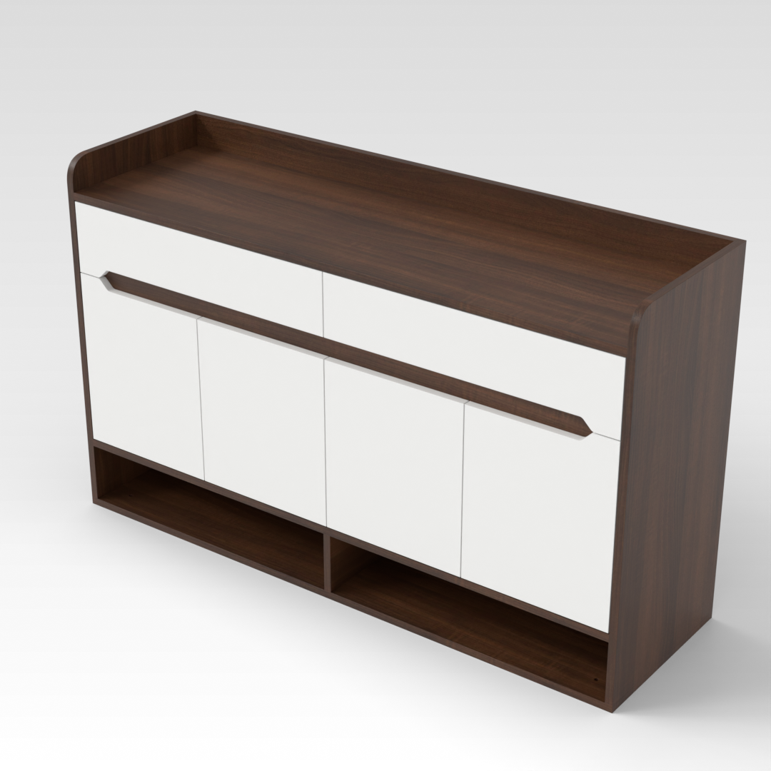 Prairie Oak & Warm White Shoe Cabinet