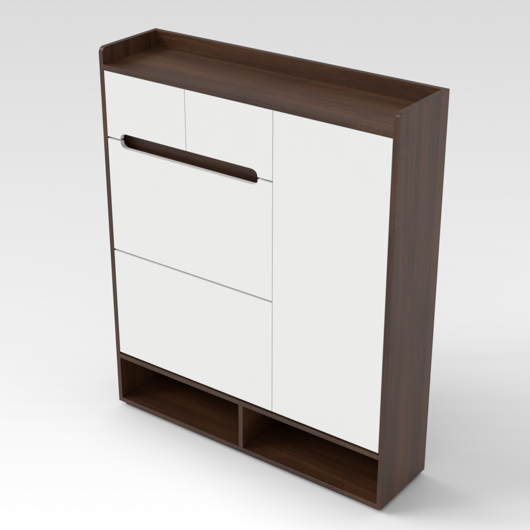 Prairie Oak & Warm White Shoe Cabinet