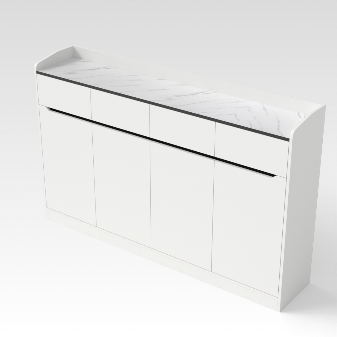Warm White & Black Shoe Cabinet
