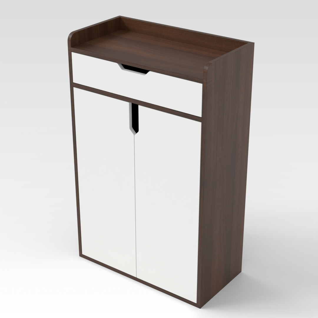 Prairie Oak & Warm White Shoe Cabinet