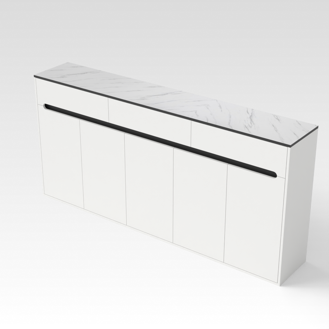 Warm White & Marble Shoe Cabinet