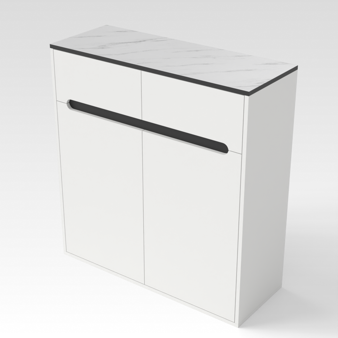 Warm White & Black Shoe Cabinet