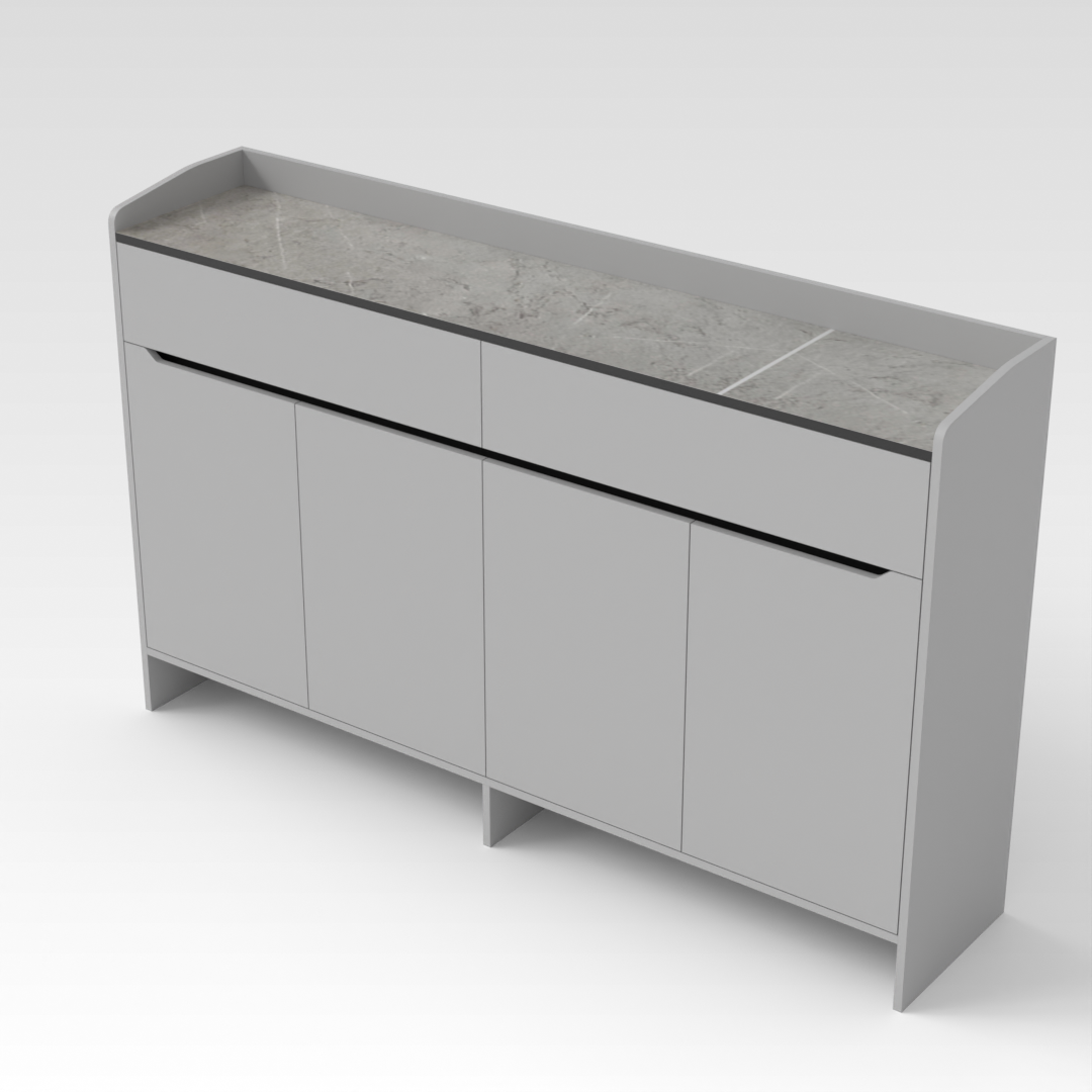 Light Gray & Brown Stone-Grain Top Shoe Cabinet