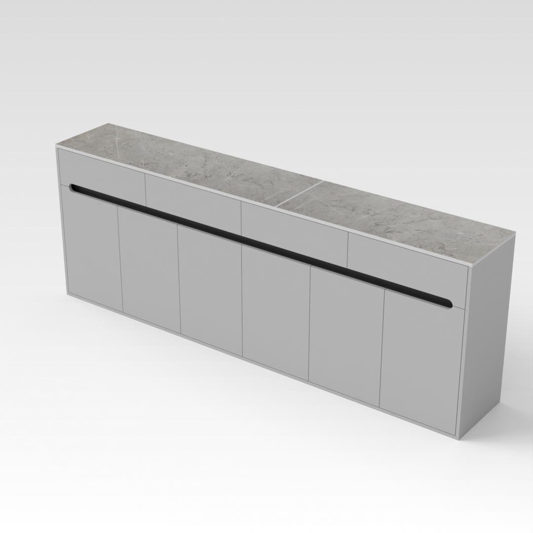 Light Gray & Brown Stone-Grain Top Shoe Cabinet