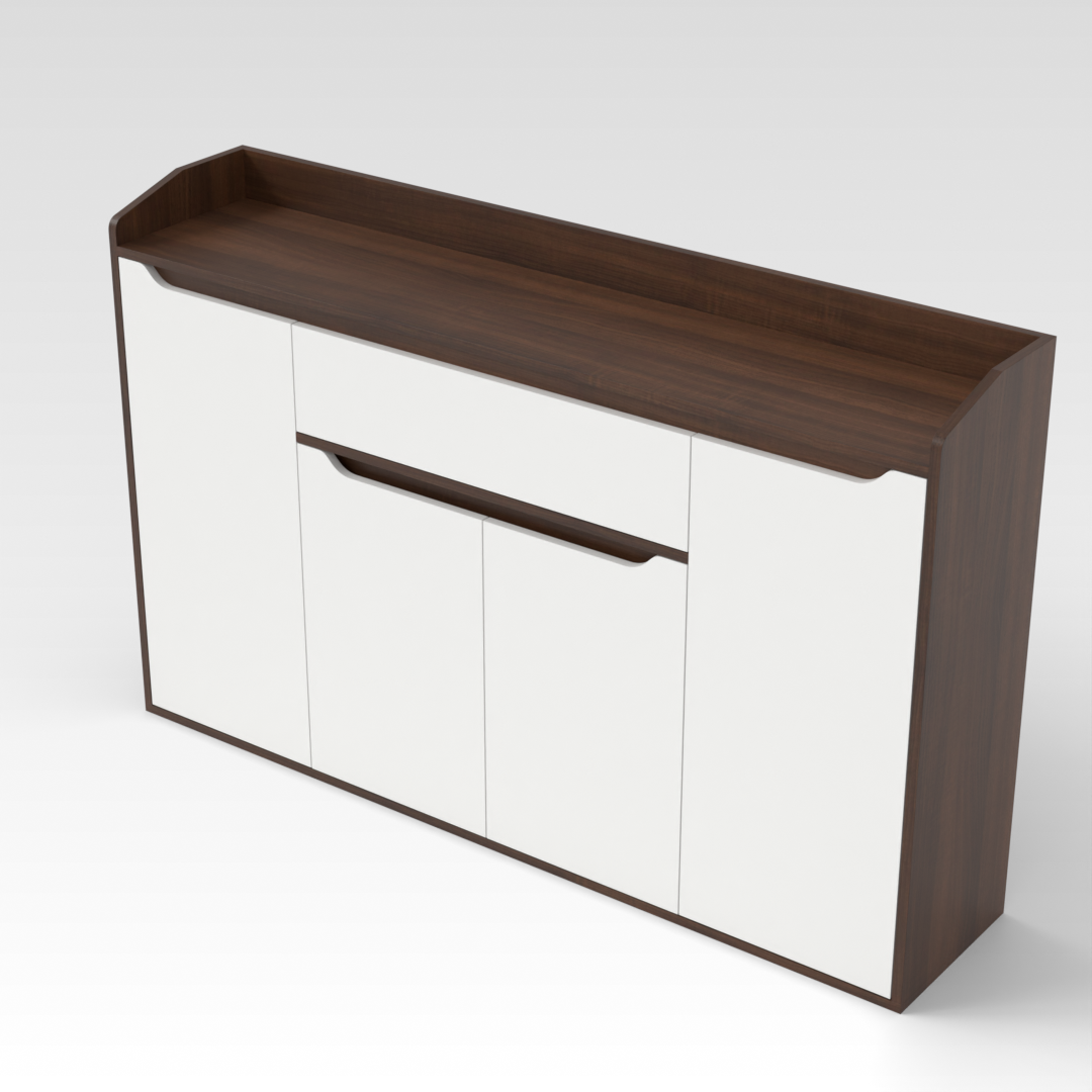 Prairie Oak & Warm White Shoe Cabinet