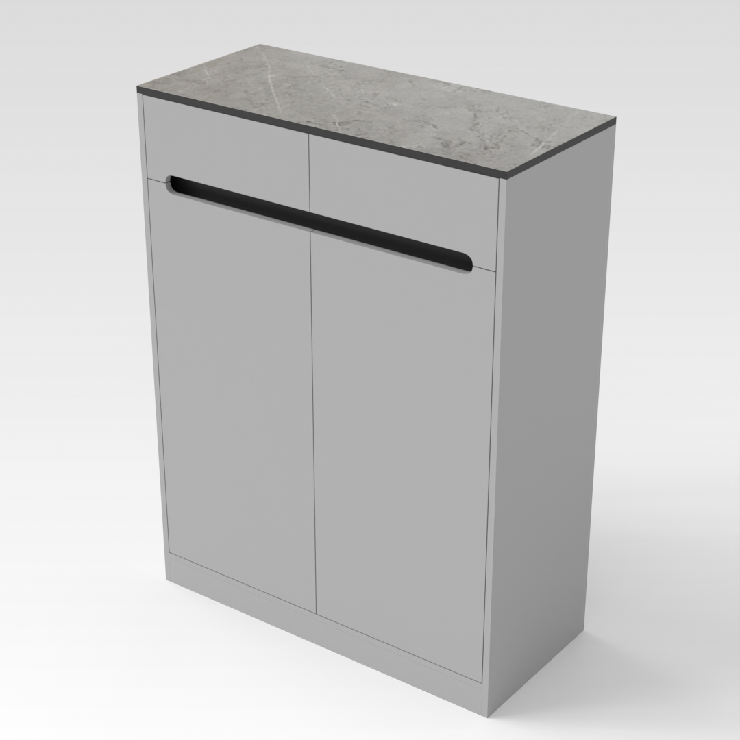 Light Gray & Brown Stone Shoe Cabinet