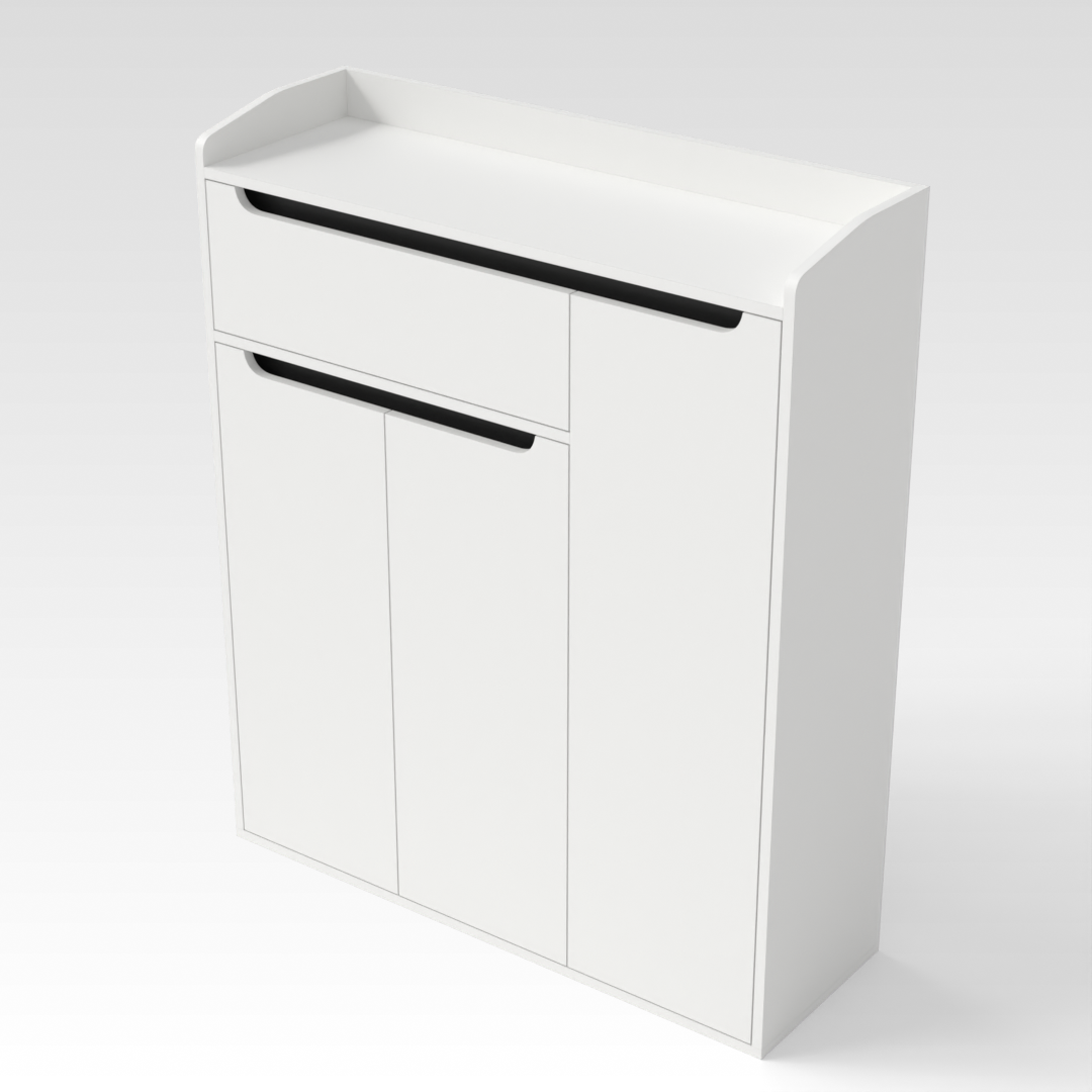 Warm White & Black Shoe Cabinet