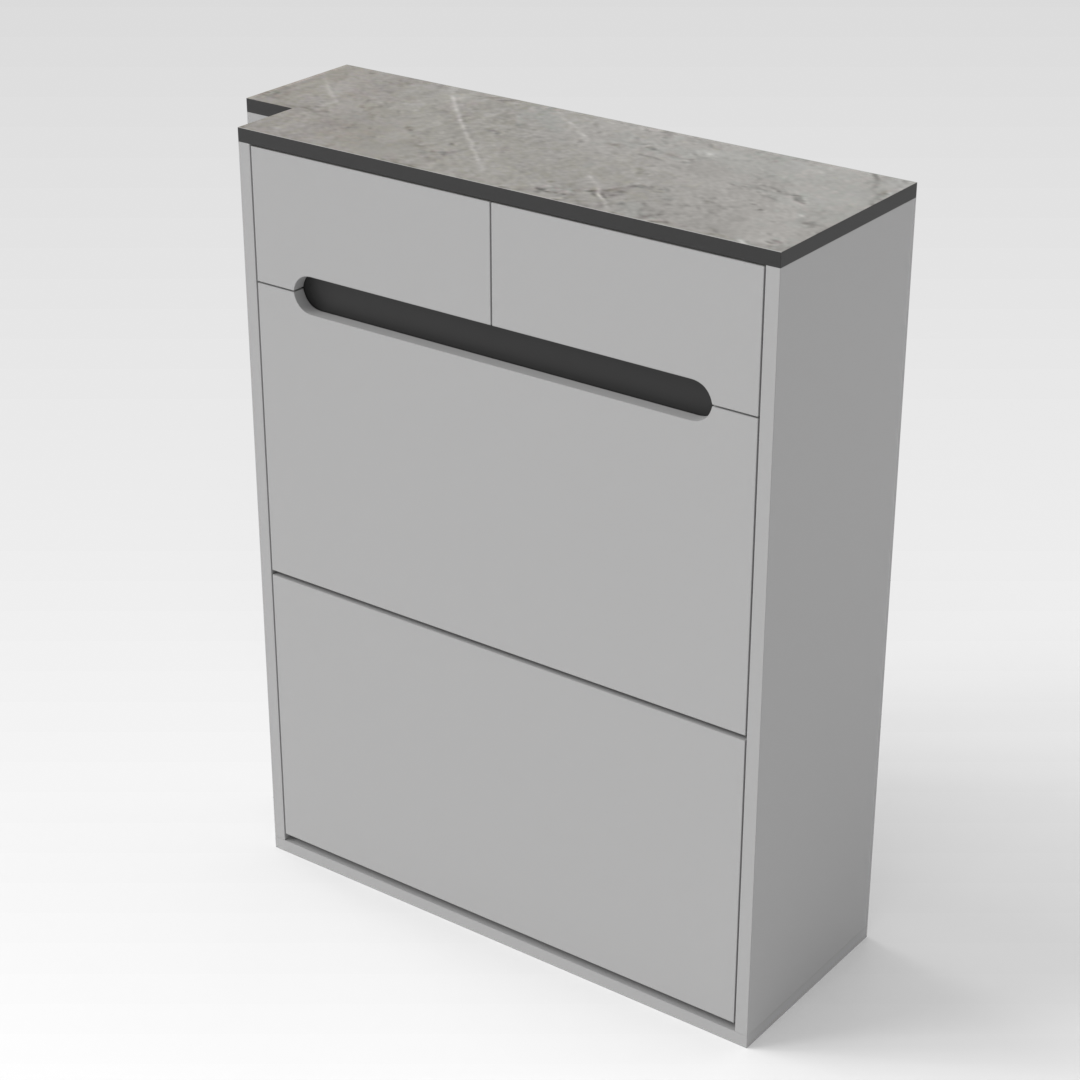 Light Gray & Black Shoe Cabinet