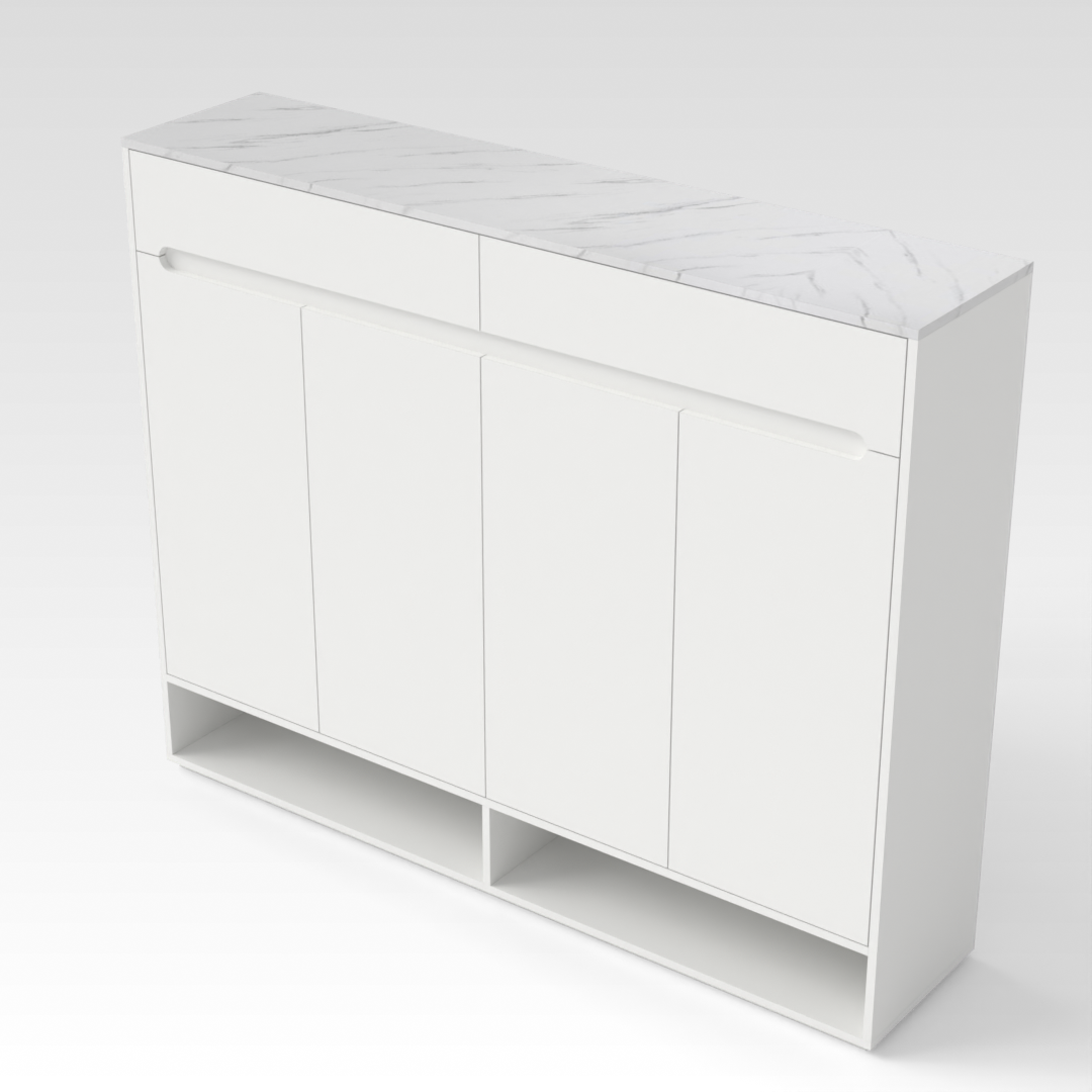 Warm White & White Marble Grain Shoe Cabinet