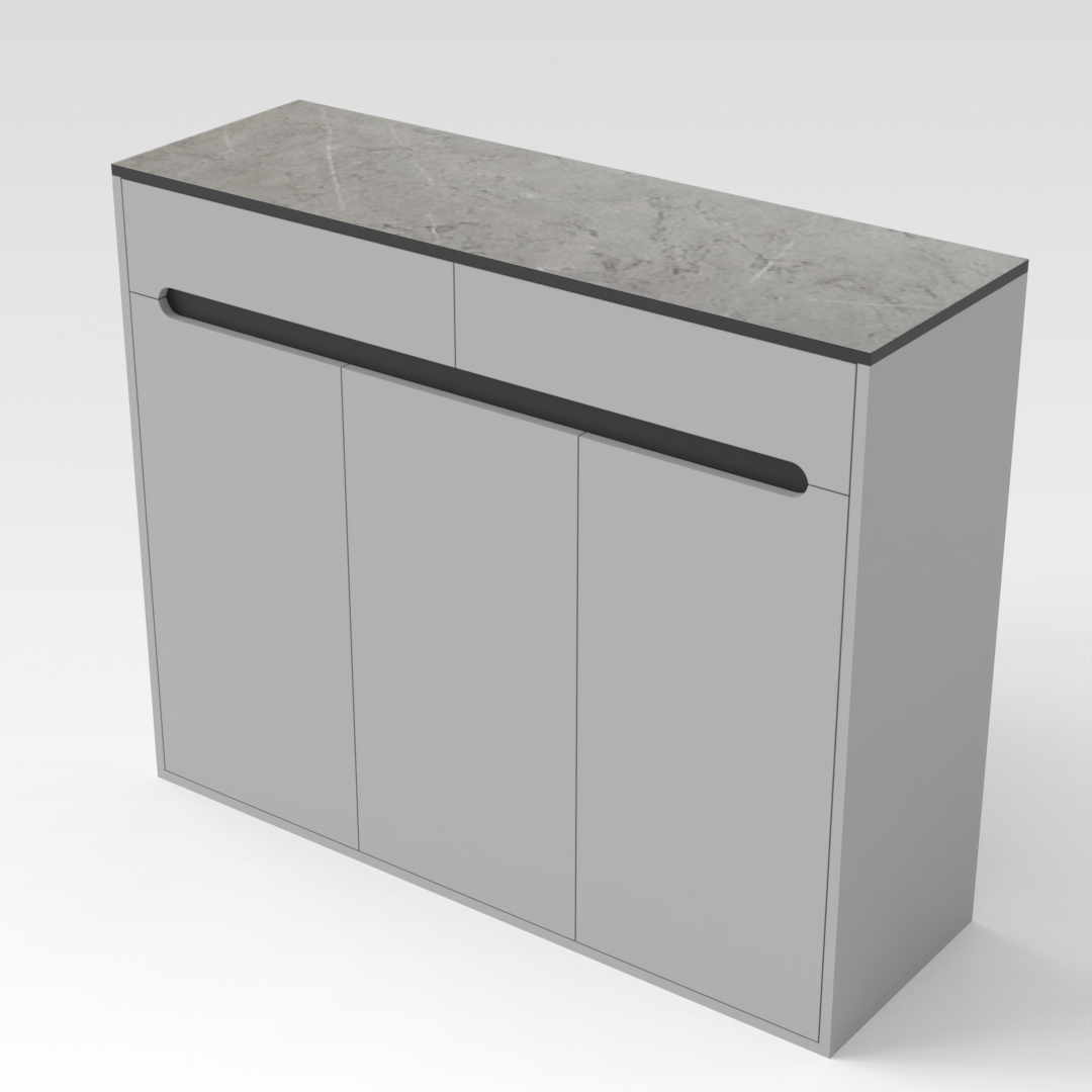 Light Gray & Black Shoe Cabinet