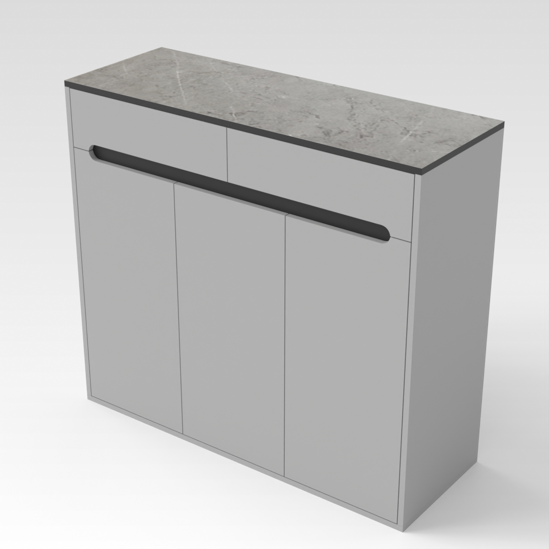 Light Gray & Black Shoe Cabinet