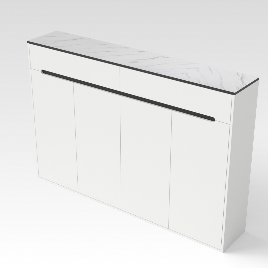 Warm White & Black Shoe Cabinet