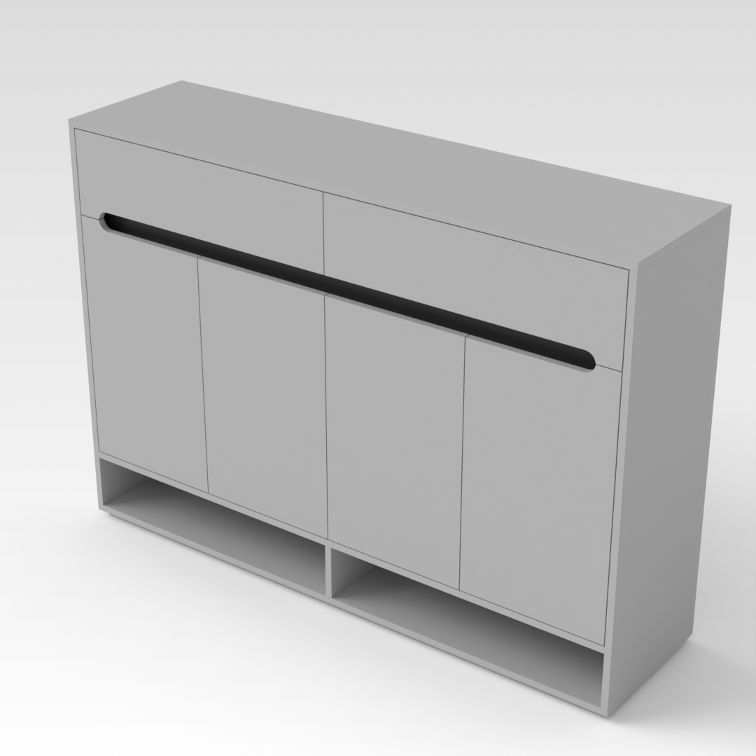 Light Gray & Black Shoe Cabinet