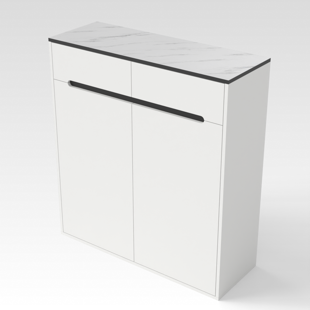 Warm White & Black Shoe Cabinet