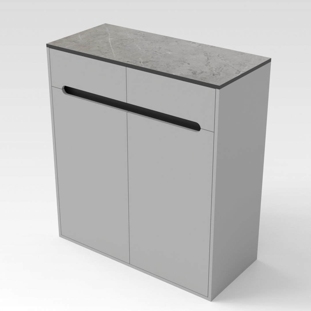 Light Gray & Brown Stone-Grain Top Shoe Cabinet