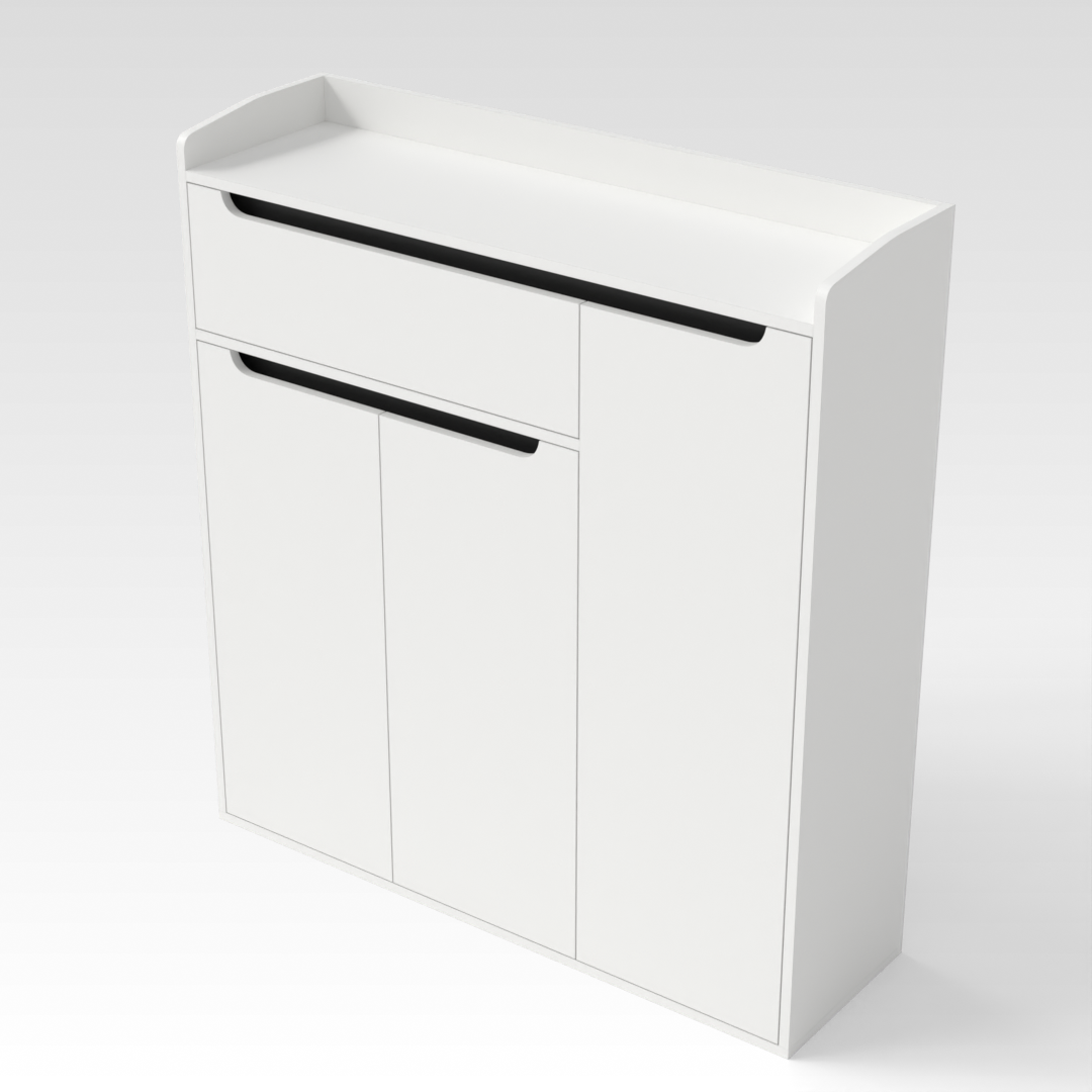Warm White & Black Shoe Cabinet