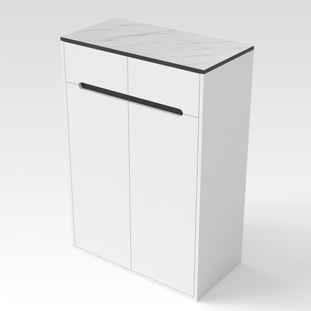 Warm White & Black Shoe Cabinet
