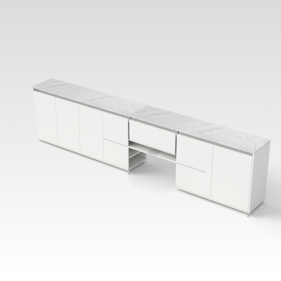 Warm White & White Marble Top Shoe Cabinet