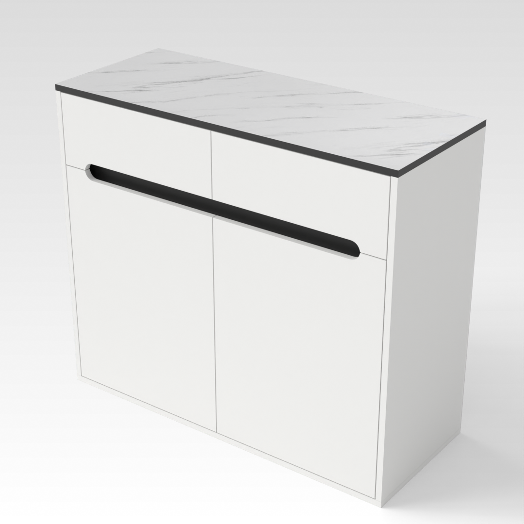 Warm White & Black Shoe Cabinet