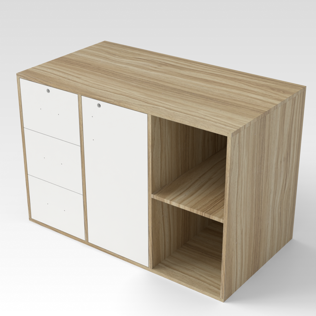Country Oak & Warm White Bookcase