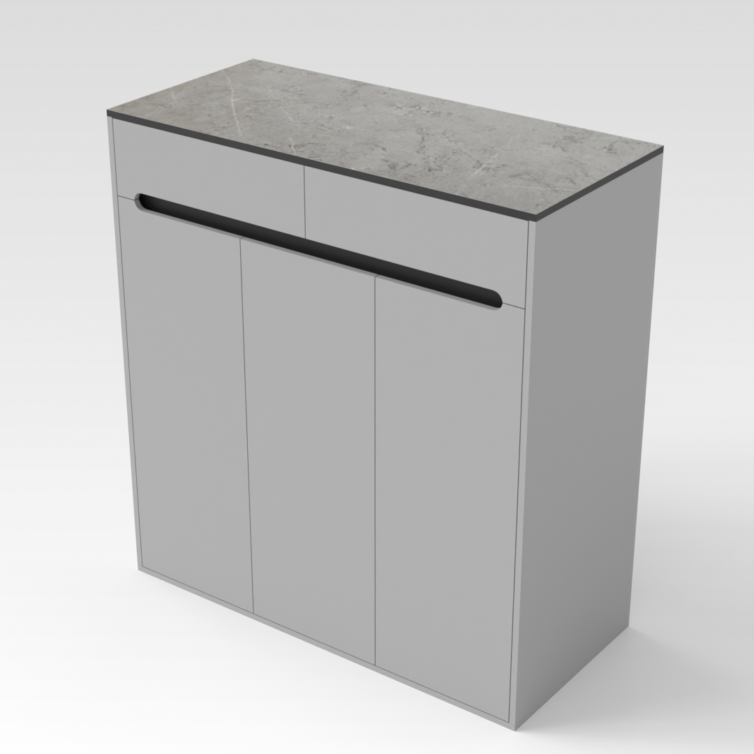 Light Gray & Brown Stone-Grain Top Shoe Cabinet
