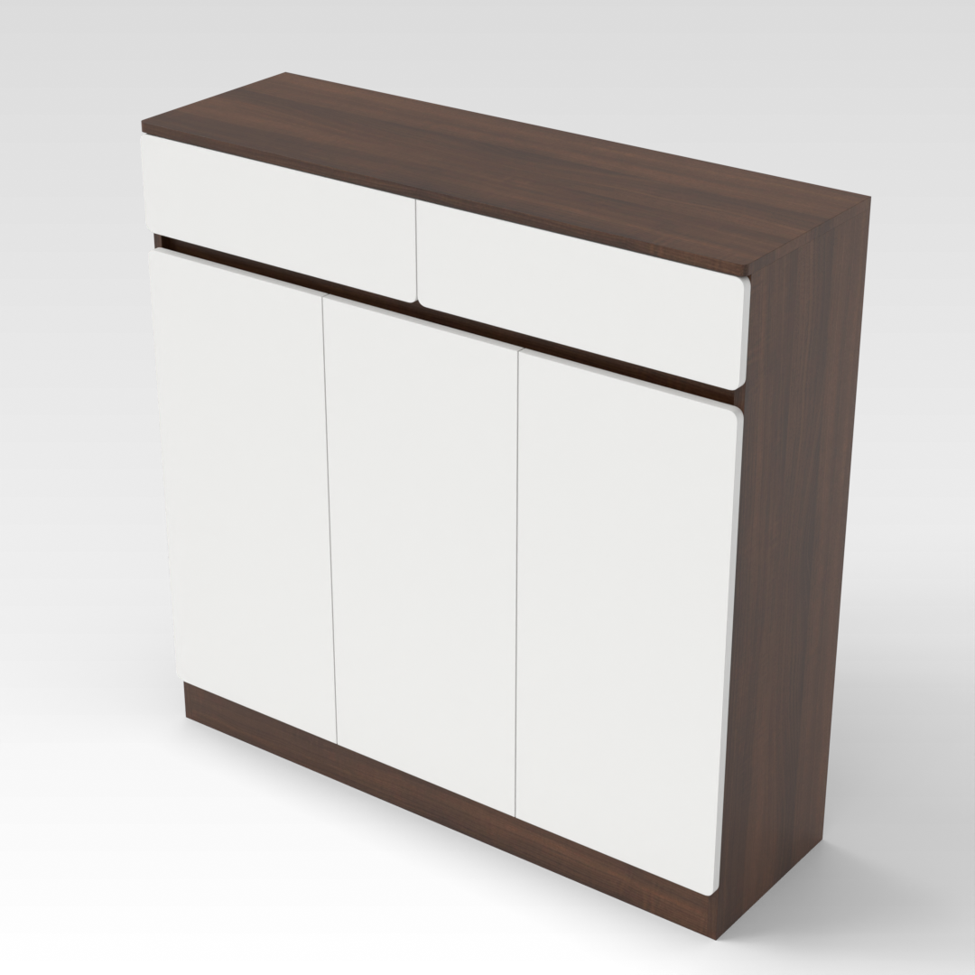 Prairie Oak & Warm White Shoe Cabinet