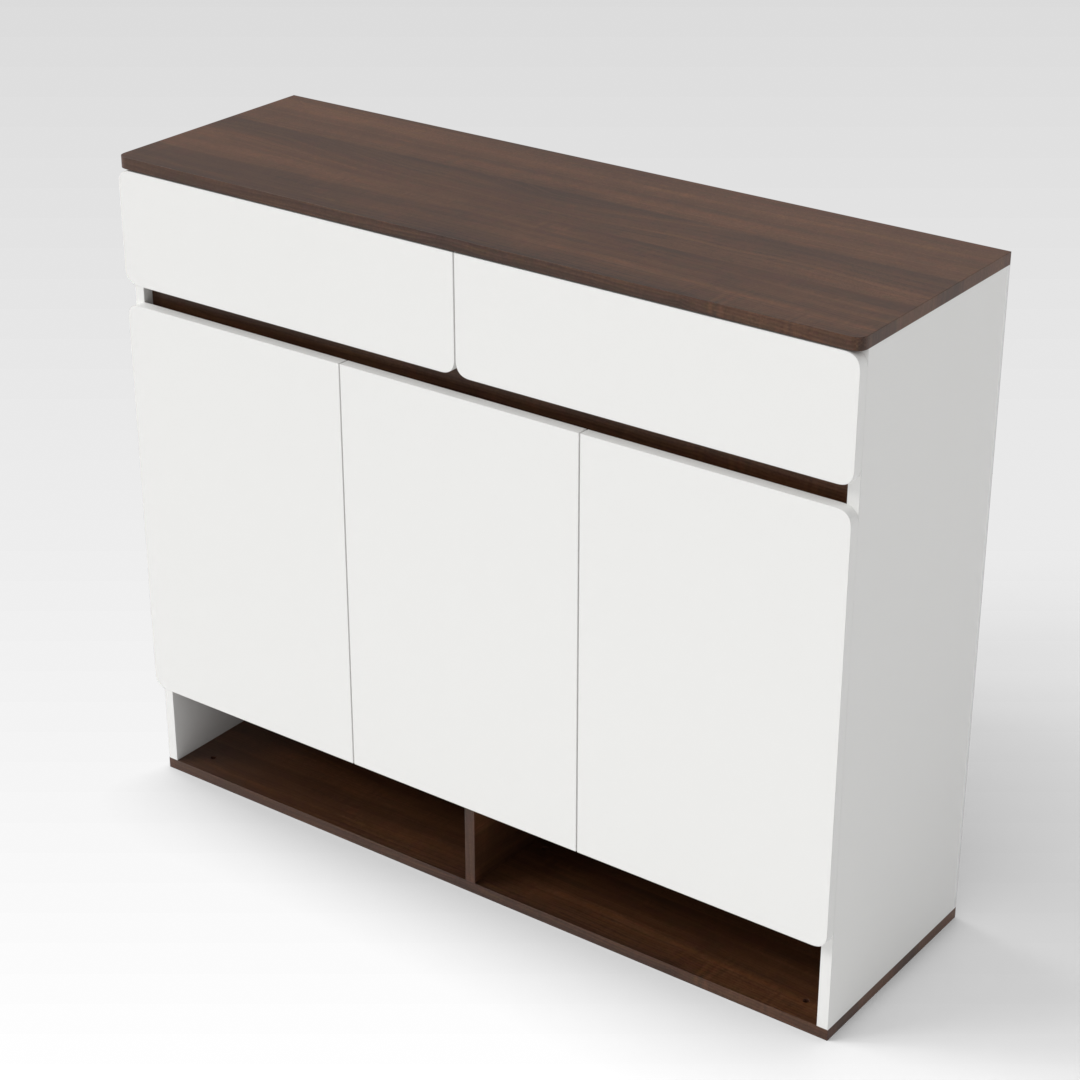 Prairie Oak & Warm White Shoe Cabinet