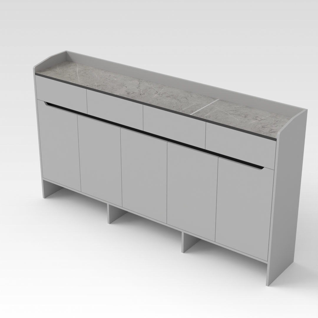 Light Gray & Black Shoe Cabinet