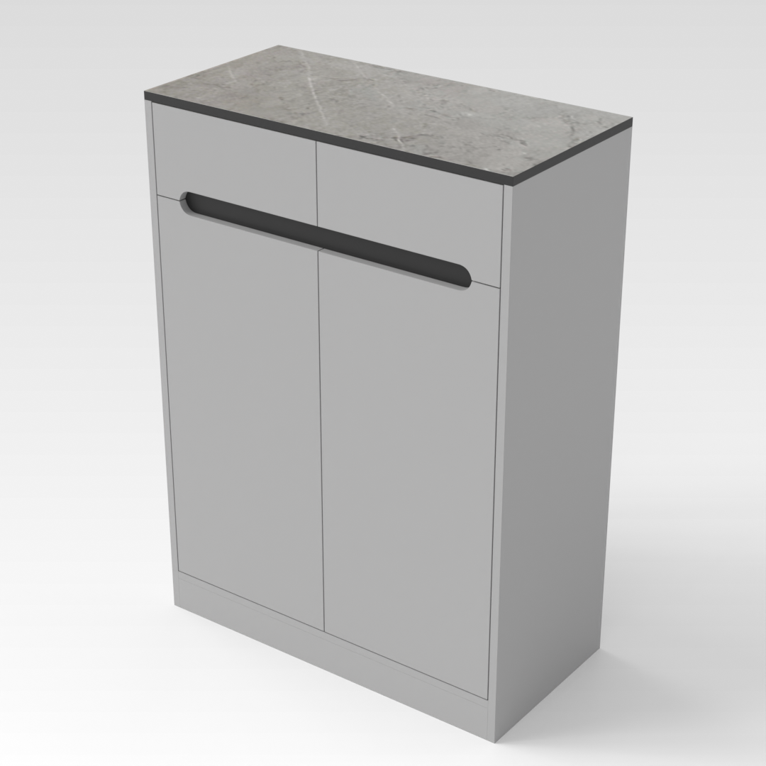 Light Gray & Black Shoe Cabinet