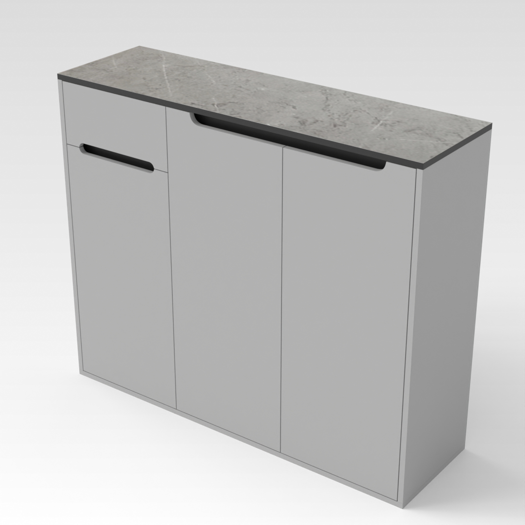 Light Gray & Black Shoe Cabinet