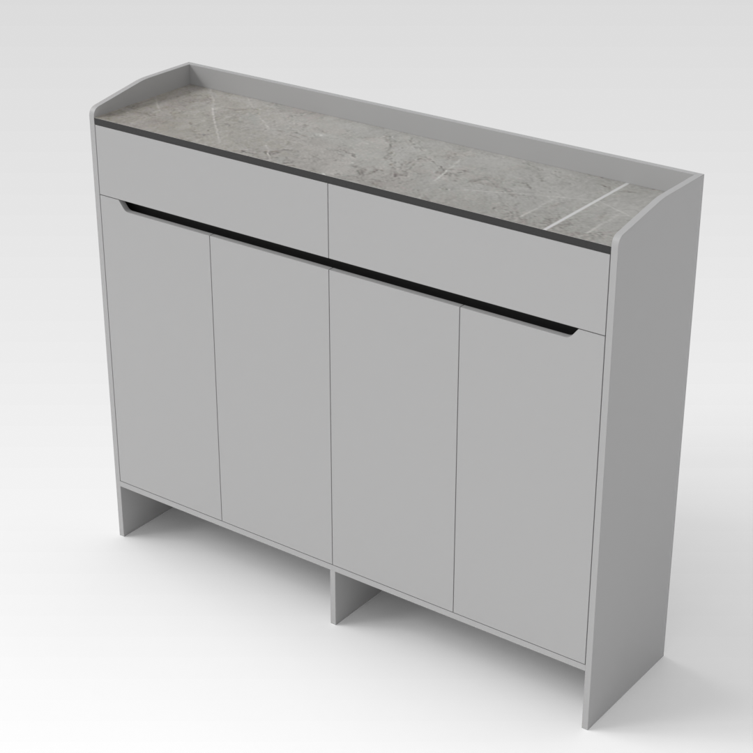 Light Gray & Black Shoe Cabinet