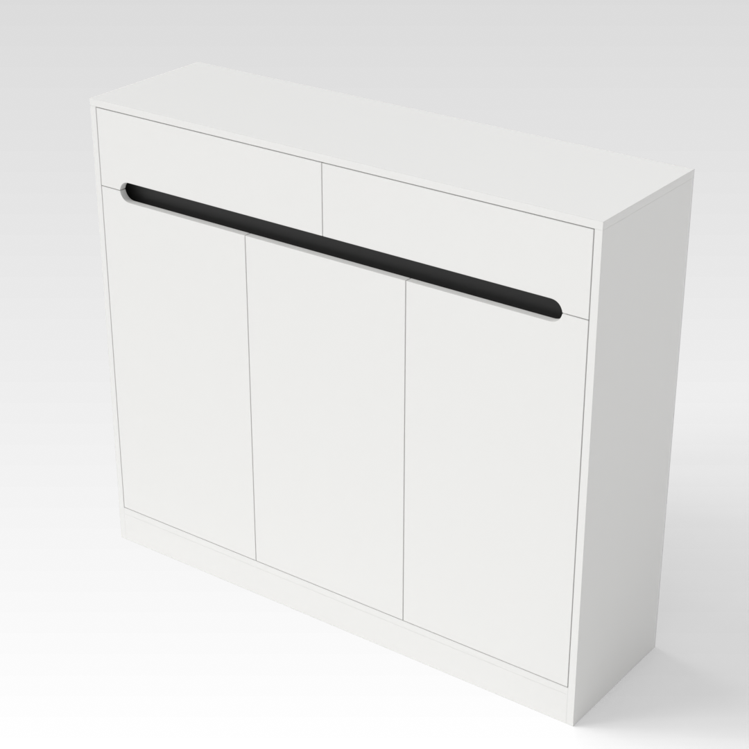 Warm White & Black Shoe Cabinet