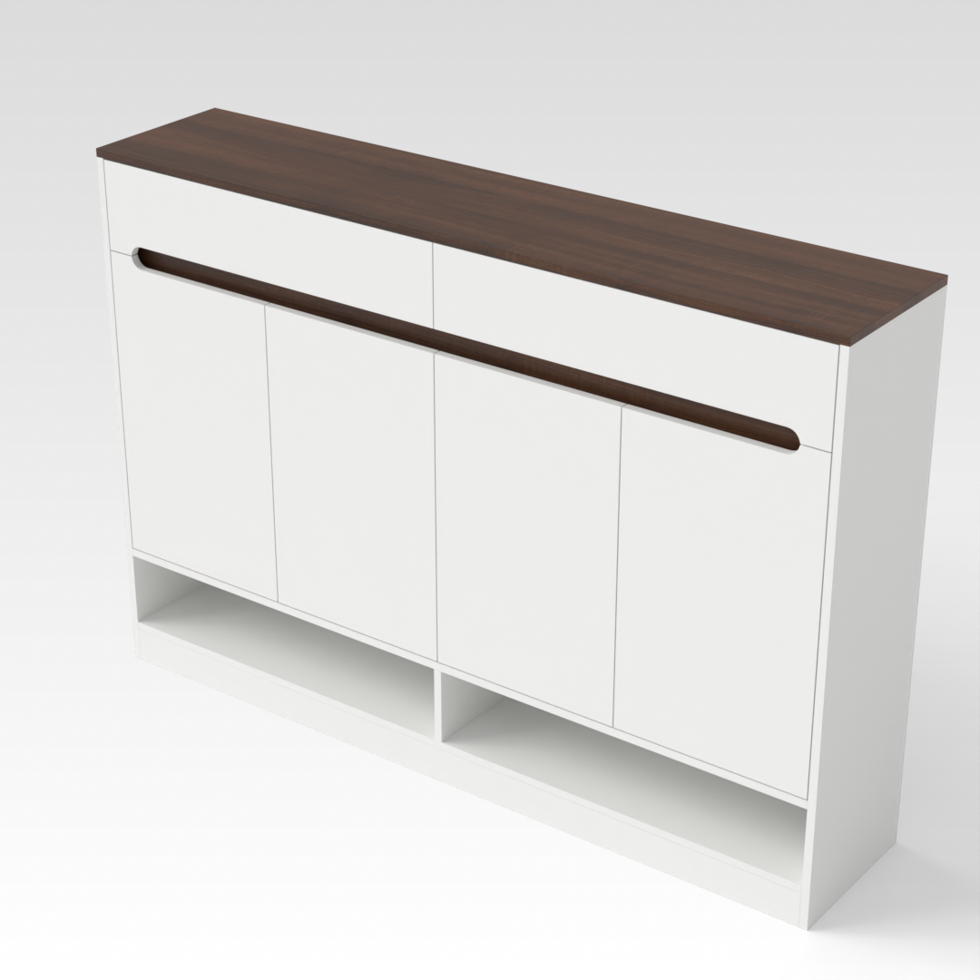Warm White & Prairie Oak Shoe Cabinet