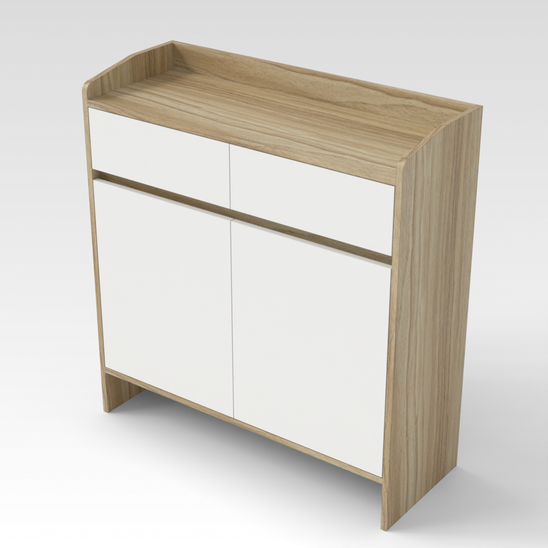 Country Oak & Warm White Shoe Cabinet