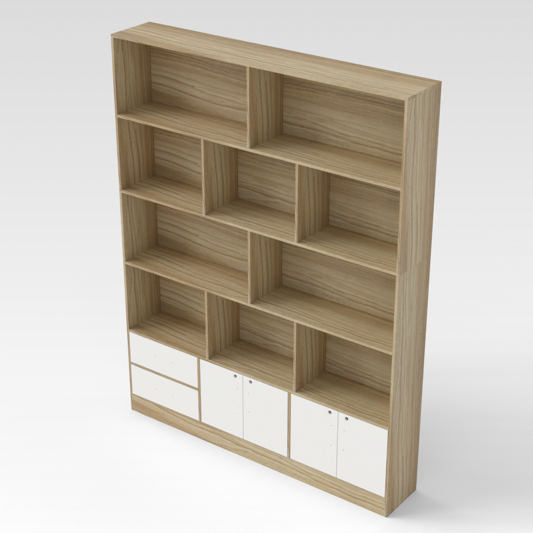Country Oak & Warm White Bookshelf