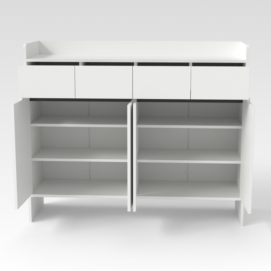 Warm White & Black Shoe Cabinet
