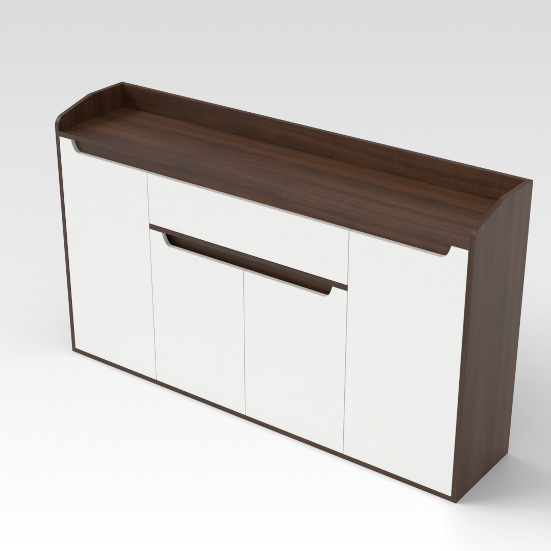 Prairie Oak & Warm White Shoe Cabinet