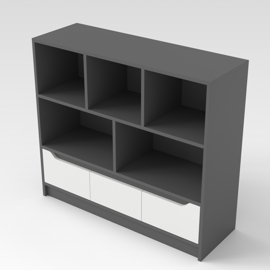 Sky Gray & Warm White Bookcase