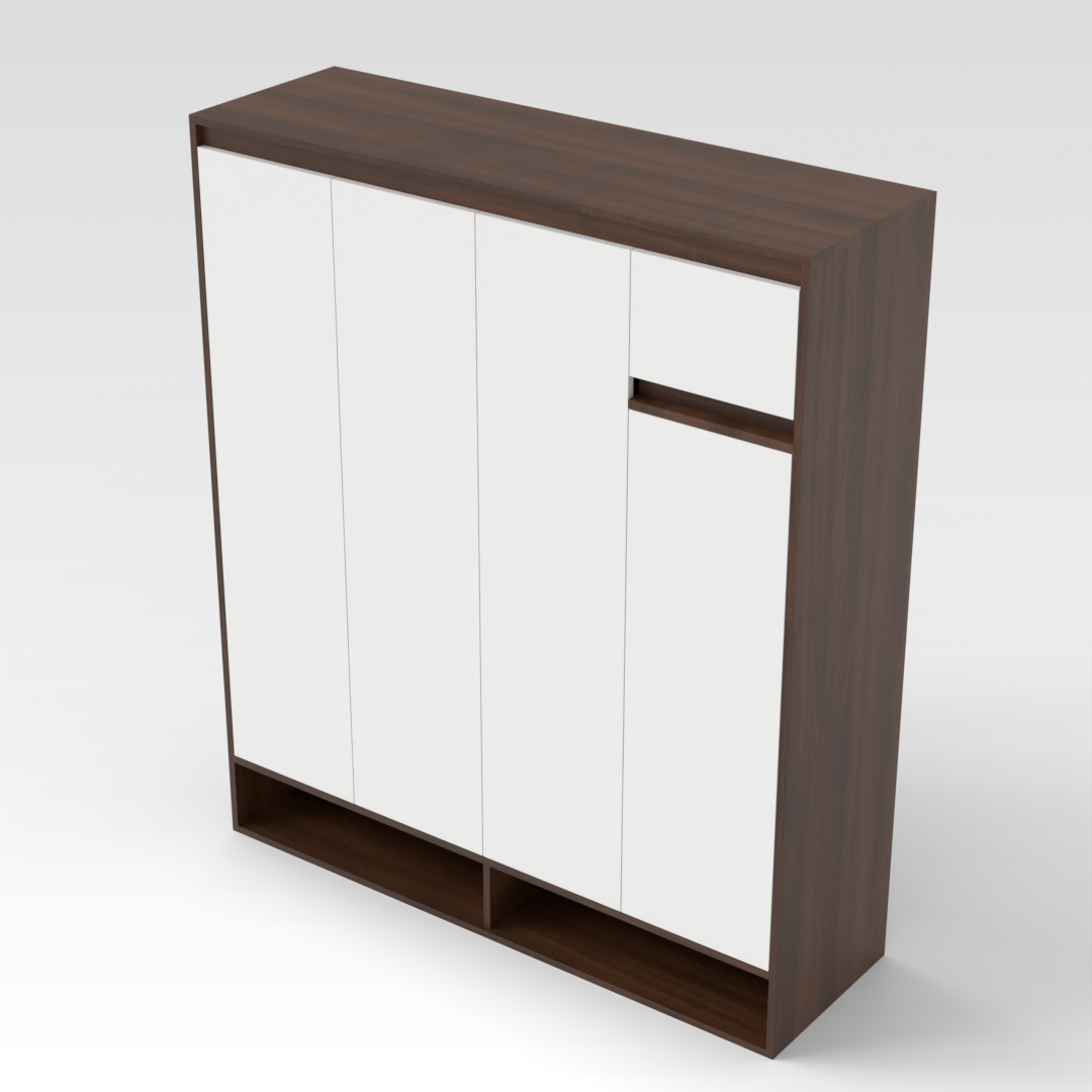 Prairie Oak & Warm White Shoe Cabinet