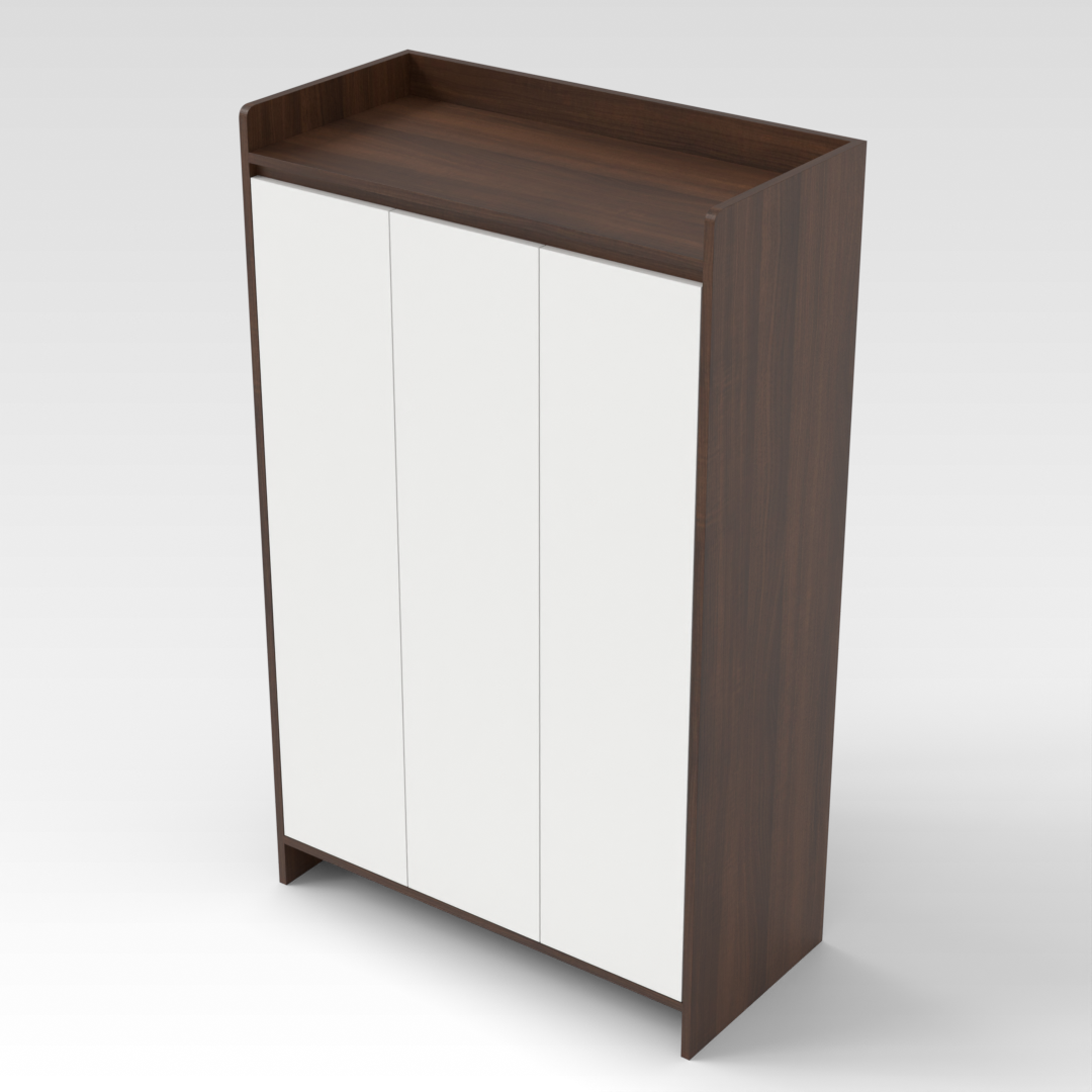 Prairie Oak & Warm White Shoe Cabinet