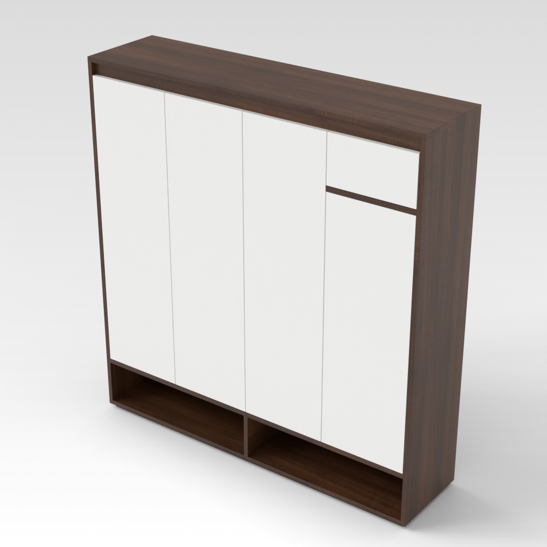 Prairie Oak & Warm White Shoe Cabinet