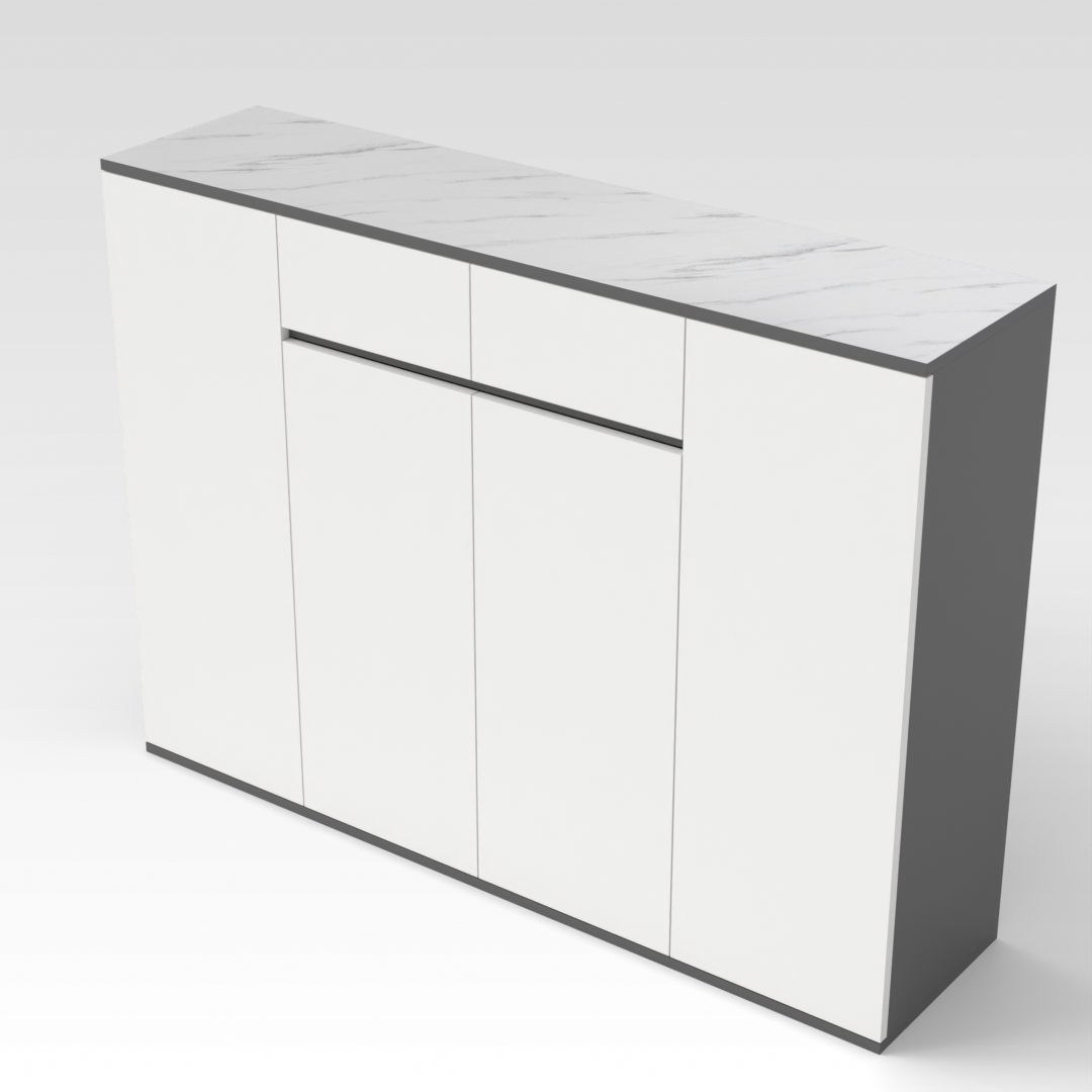 Sky Gray & Warm White Shoe Cabinet