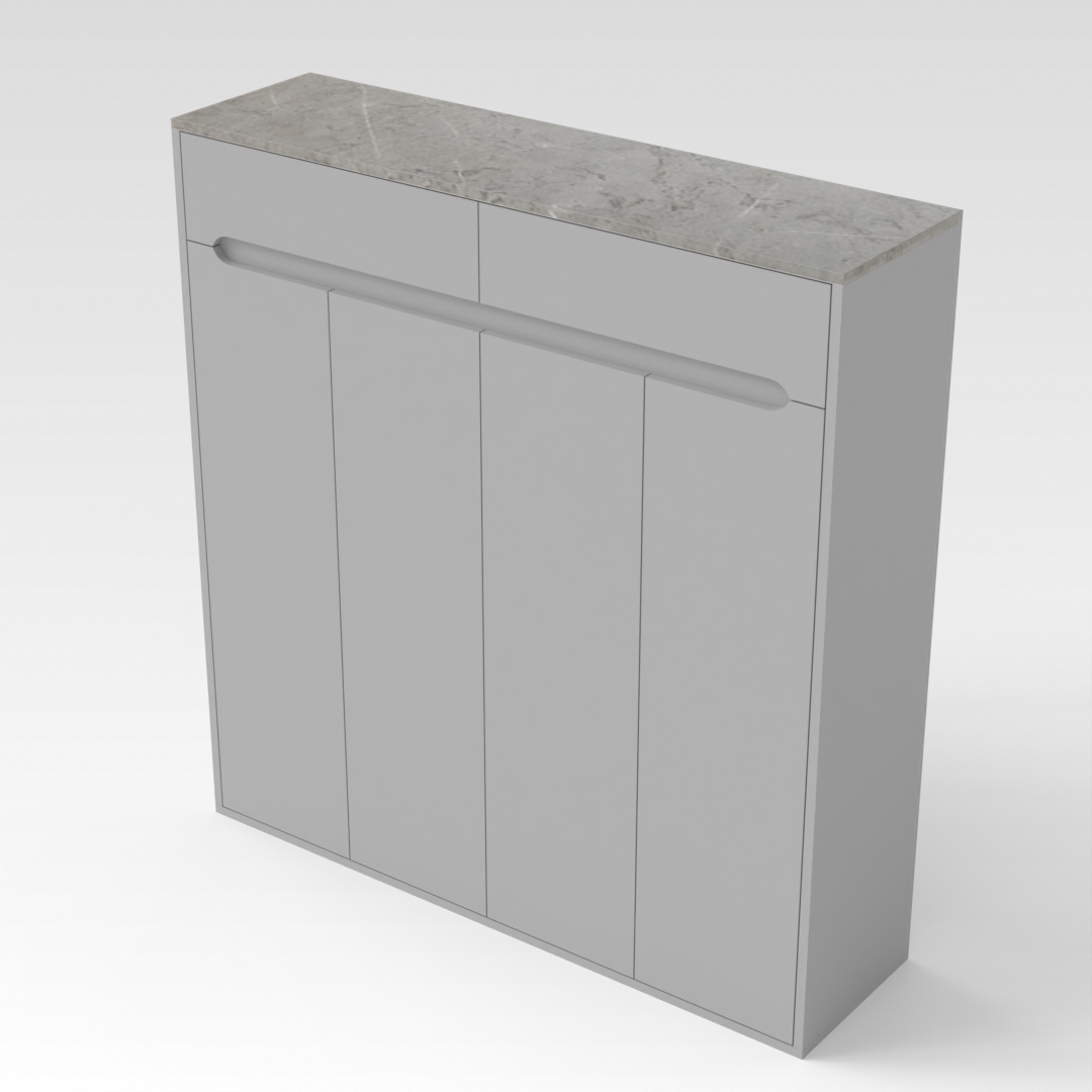 Light Gray & Brown Stone Grain Shoe Cabinet