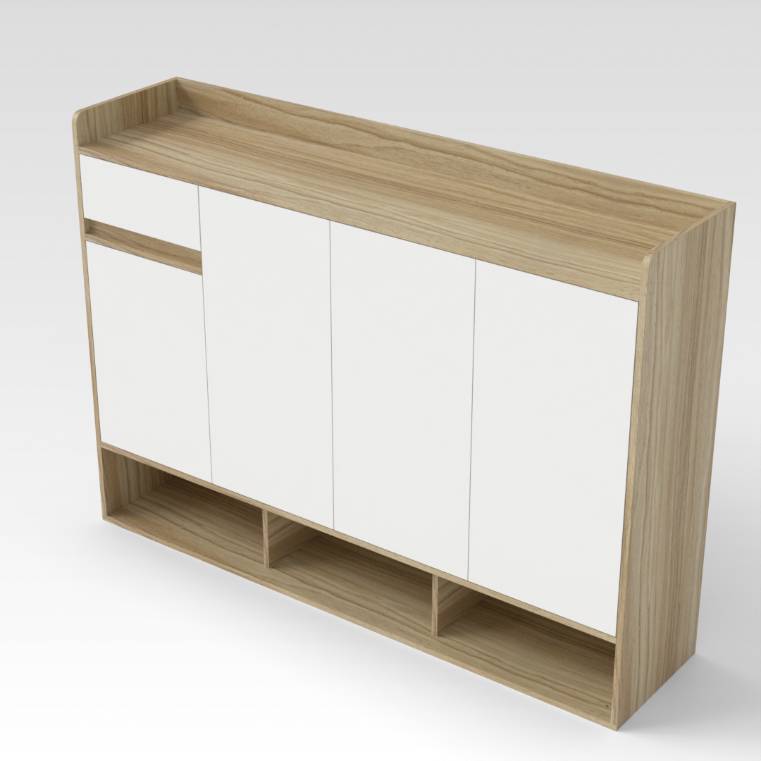 Country Oak & Warm White Shoe Cabinet