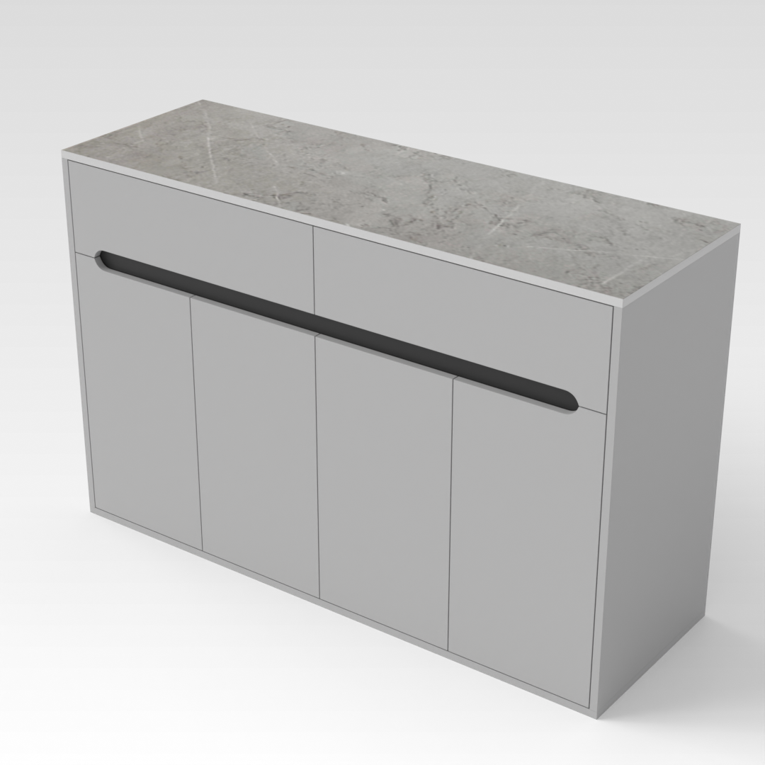 Light Gray & Brown Stone Grain Shoe Cabinet
