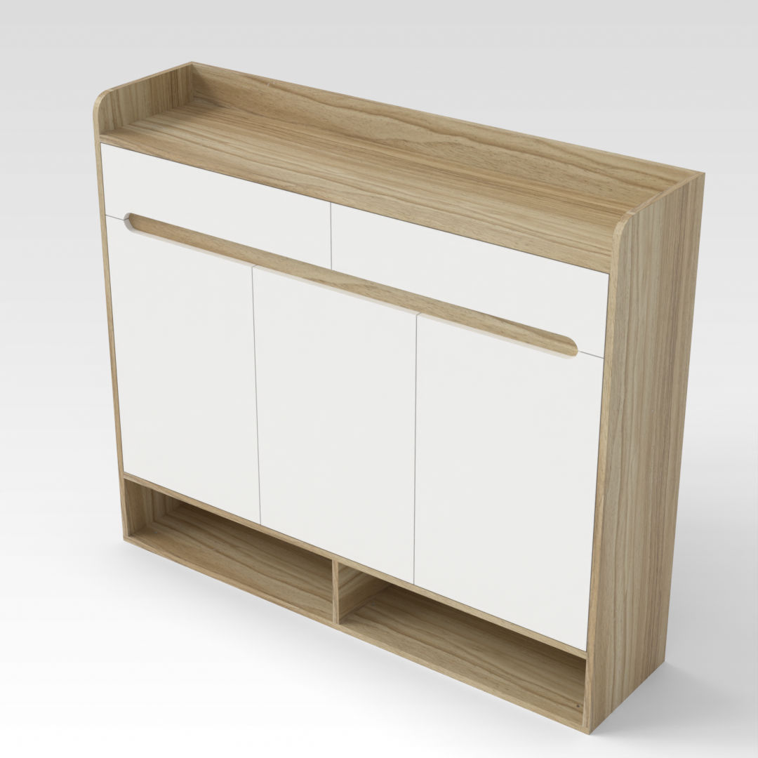 Country Oak & Warm White Shoe Cabinet