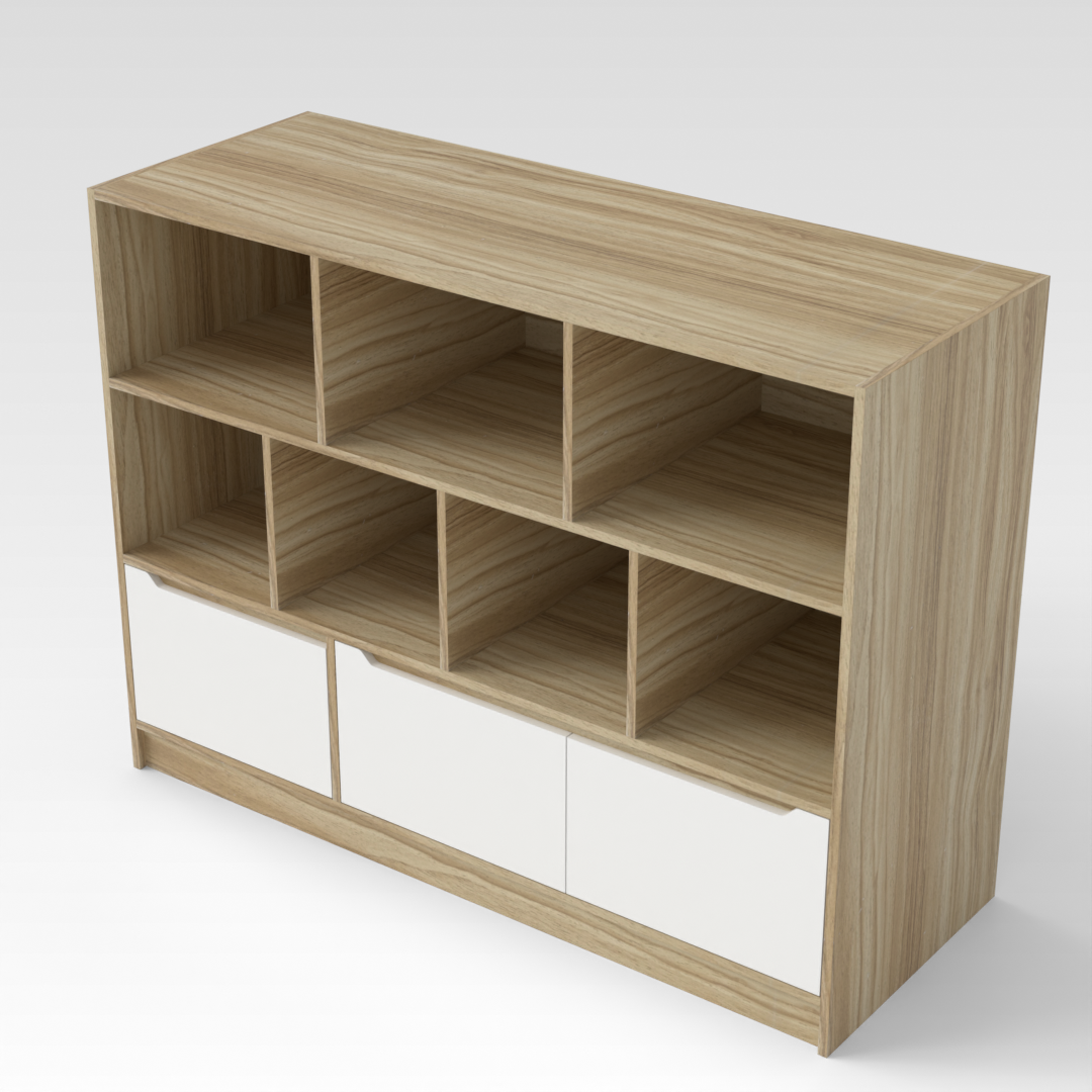 Country Oak & Warm White Bookcase