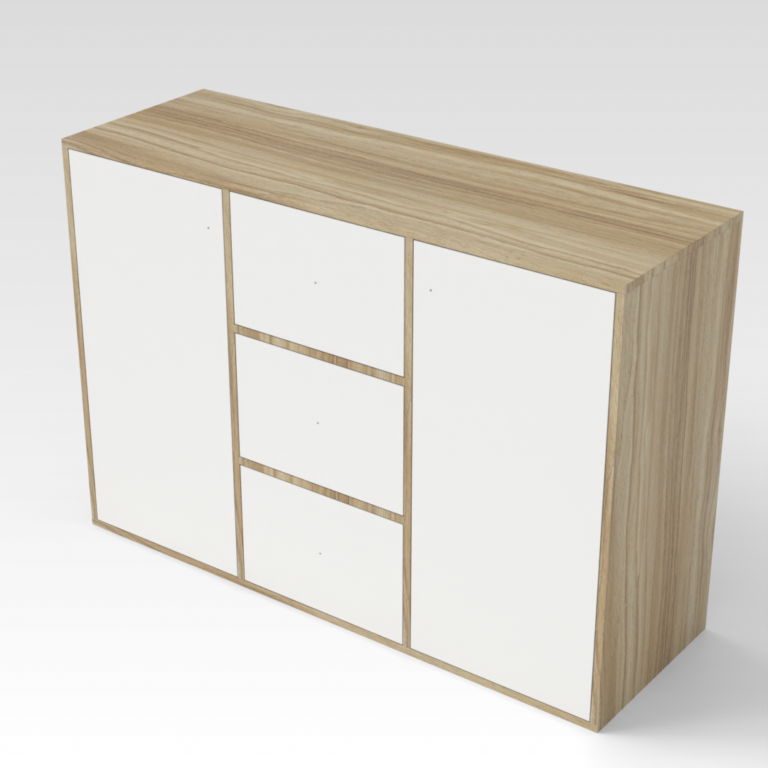 Country Oak & Warm White Sideboard
