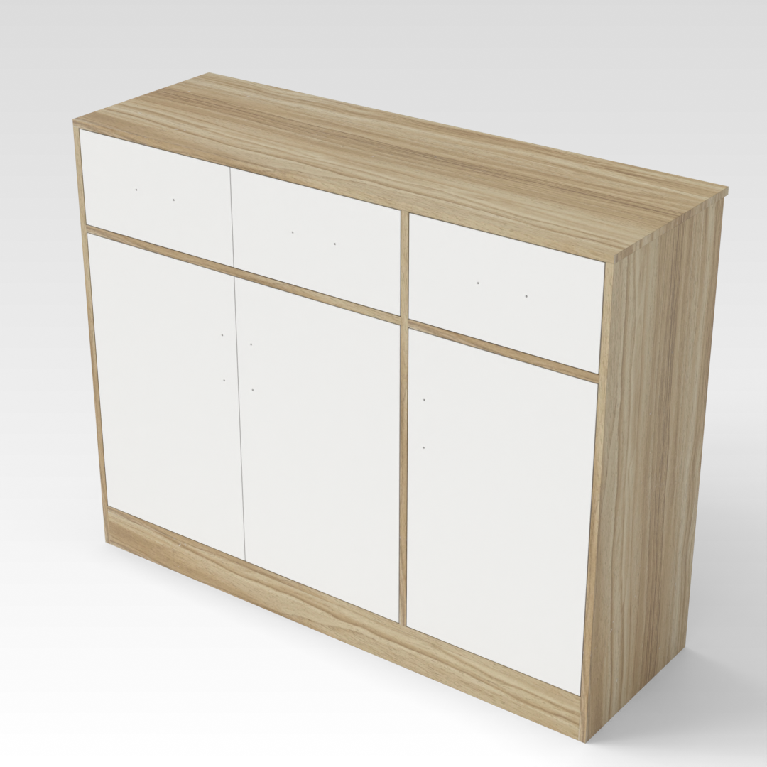 Country Oak & Warm White Sideboard