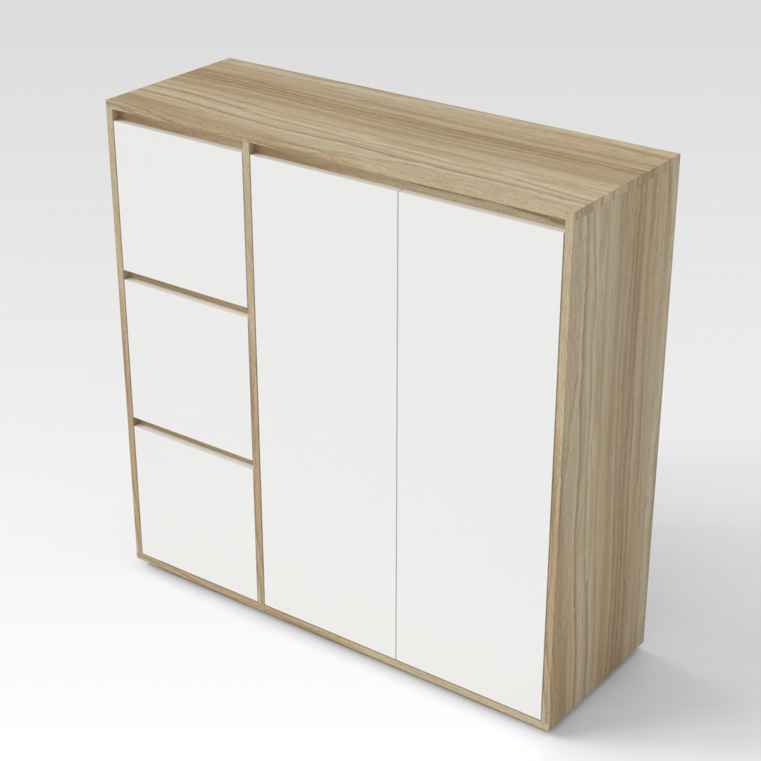 Country Oak & Warm White Sideboard